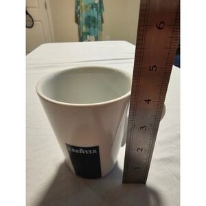 Lavazza Coffee Mug White Ceramic Blue Logo Tapered Cup Made in Italy 4.25 Inch